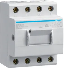 Hager SH463N AUSSCHALTER 63A 4P 3,5PLE - Steckdosen- & Schalterteile, kompakter 63A Ausschalter für sichere Stromsteuerung in Ihrem Elektroinstallationsprojekt.