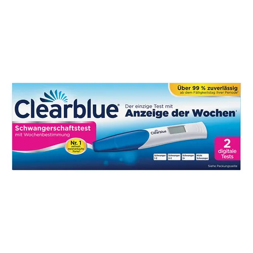 Clearblue Schwangerschaftstest mit Wochenbestimmung - Arzneimittel, der einzige digitale Test, der zuverlässig die Schwangerschaftswoche anzeigt – ideal für eine präzise Planung.