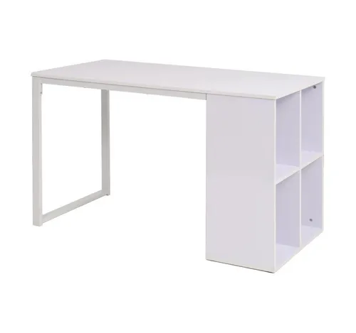 vidaXL Schreibtisch 120x60x75cm Weiß - Moderner Bürotisch - Kinderschreibtische mit stabiler Holzwerkstoffplatte und Stahlbeinen, ideal für Schule und Home Office. Bietet 4 große Fächer für optimale Aufbewahrung und ist pflegeleicht.