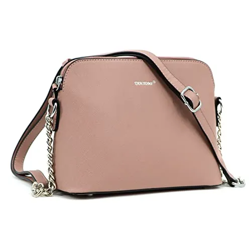 TANTOMI Umhängetasche Damen - Elegante Crossbody Bag in Altrosa - Kompakte Damen-Umhängetasche aus hochwertigem Kunstleder, ideal für den Alltag. Mit mehreren Fächern für Schlüssel, Handy und mehr, bietet sie praktischen Stauraum und ist leicht zu reinigen.