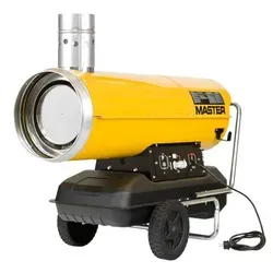 MASTER BV110 33 kW Mobil Ölheizer Heizkanone - Bauheizgeräte mit 33 kW Leistung, mobil und ideal für Baustellen, bietet eine Betriebszeit von ca. 21 Std. bei nur 0,8 kW Energieverbrauch.