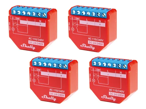 SHELLY WLAN-Schaltaktor Plus 1PM - 16 A, 4 Stück mit Bluetooth - Sonstige Haustechnik, ermöglicht die einfache Steuerung von Geräten per WLAN oder Bluetooth, ideal für smartes Zuhause.
