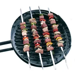 6-teiliges Set massiver Edelstahlspieße - Länge 50-60 cm, ideal für Schaschlik und Grillen, passend für Gussgrillplatten
