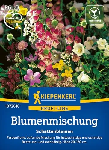 Kiepenkerl Blumensamen Blumenmischung Schattenblumen - Vielfältige Blumenmischung für schattige Bereiche, die mit bunten Blüten für eine ansprechende Gartenatmosphäre sorgt. Ideal für kreative Gärtner.
