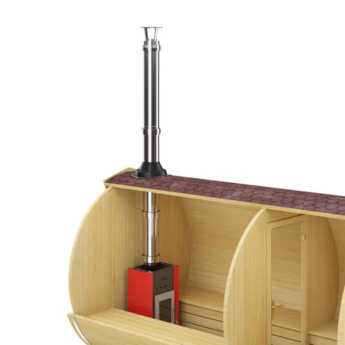 Fintec Edelstahl Außenkamin CHIMNEY mit Strahlblech - Hochwertiges Schornstein-Set für holzbefeuerte Saunaöfen, sorgt für effizienten Abzug und ist langlebig, ideal für Ihre Sauna.