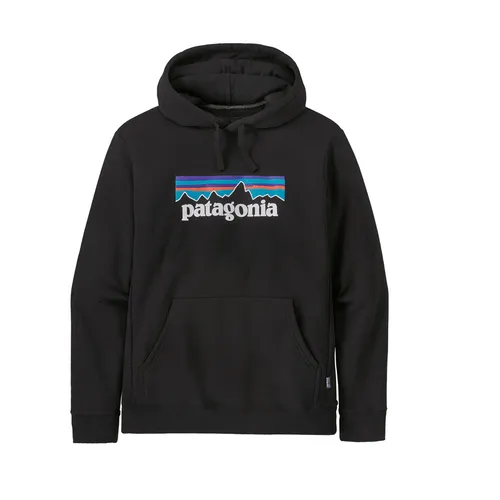 Patagonia P-6 Logo Uprisal Hoody Black (M) - Pullover & Hoodies aus 100% Recyclingmaterial, nachhaltig hergestellt in einem Fair Trade Certified-Betrieb, ideal für umweltbewusste Mode.