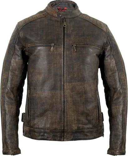 MDM Herren Motorradjacke Vintage aus echtem Rindsleder mit Protektoren XL - Stilvolle Vintage Motorradjacke aus 100% Rindsleder, ausgestattet mit herausnehmbaren Protektoren und 6 praktischen Taschen für optimalen Komfort und Sicherheit. Ideal für leidenschaftliche Biker.