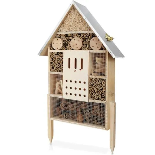 WILDLIFE HOME Insektenhotel XXL - Stehendes Bienenhotel mit Standfuß - Bienen- & Insektenhotels, aus umweltschonenden Materialien, bietet eine ideale Nisthilfe für Wildbienen und andere Insekten. Perfekt für den Garten!