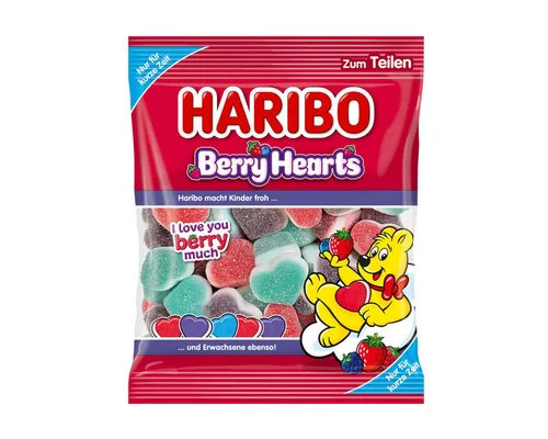HARIBO Berry Hearts Fruchtgummi 160 g - Fruchtige Herzchen mit beerigem Geschmack in einer 160 g Packung. Ideal zum Naschen, Teilen oder Verschenken – ein süßer Genuss für jeden Anlass!