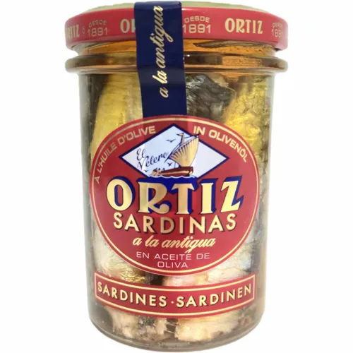Ortiz Sardinen in Olivenöl – Hochwertige Meeresfrüchtekonserve - Genießen Sie die feinen Ortiz Sardinen in hochwertigem Olivenöl. Ideal als Snack oder Zutat für kreative Gerichte. Perfekt für Feinschmecker!