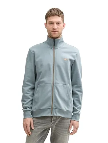 Tom Tailor Herren Sweatjacke PRINTED STAND-UP Regular Fit - Herren-Sweatjacken mit Stehkragen, ideal für Büro und Freizeit, aus 70% Baumwolle für hohen Tragekomfort und vielseitige Kombinationsmöglichkeiten.