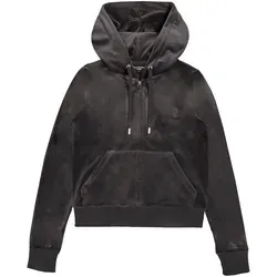 Kapuzennickijacke JUICY COUTURE "ROBERTSON HOODIE EU Damen", Damen, Gr. L, top hat, 95% POLYESTER 5% ELASTAN, slim fit, Langarm, Jacken, Trainingsjacke Damen, Sweatjacke mit Kapuze, Velour, mit Glitzer, Sale