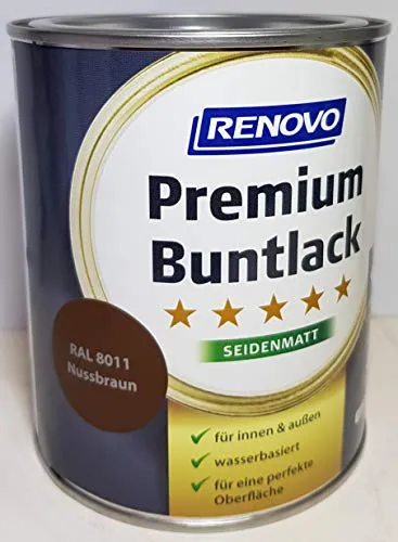 0.75 Liter RENOVO Premium Buntlack seidenmatt, RAL 8011 Nussbraun