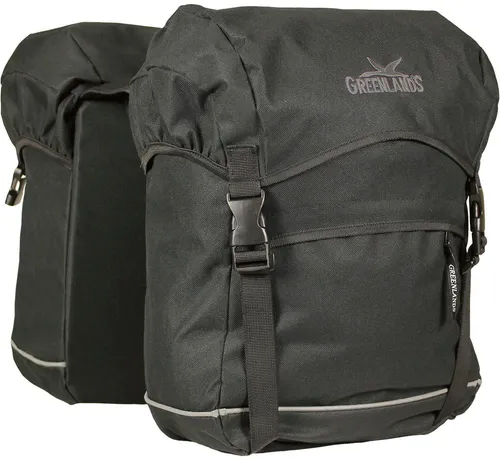 Fahrradtasche "Doppel Travel 50 Liter" schwarz - Fahrradtaschen aus strapazierfähigem 600D Polyester mit wasserdichter Beschichtung, reflektierenden Elementen für Sicherheit und praktischer Regenhülle.