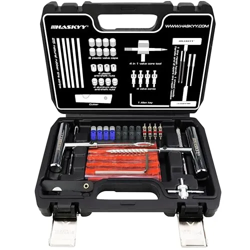HASKYY Reifenreparaturset - 53tlg Pannenset für Auto, Motorrad & SUV - Umfassendes 53-teiliges Set für schnelle Pannenhilfe ohne Reifenabnahme. Ideal für Tubeless-Reifen und kompakt für unterwegs. Robust und langlebig, perfekt für Notfälle!