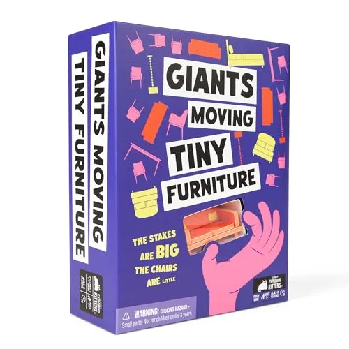 Exploding Kittens Presents: Giants Moving Tiny Furniture - The High Stakes Party Game for Teams - Family Game - 3-8 Players Ages 7+ - Great for Adults, Teens, Kids