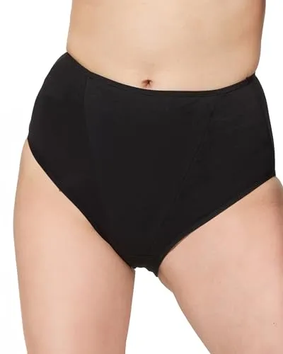 Nur Die Formslip Cotton aus Baumwolle mit Shaping-Effekt Maxislip Taillenslip Highwaist Unterwäsche Unterhosen Stetch Damen, schwarz, M