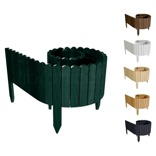 Floranica Palisade Beeteinfassung - Flexibler Rollborder für Garten - Robuste Beeteinfassung aus hochwertigem Kiefernholz, ideal für kreative Gartenumrandungen. In sechs Farben erhältlich und einfach zu installieren, bringt sie Stil und Stabilität in Ihr Beet.