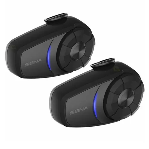 Sena Headset 10S Doppelset - Motorrad-Headset mit 12 Stunden Sprechzeit, Bluetooth-Stereo für Audiogeräte, einfache Bedienung durch Dreh-/Druckknopf und Smartphone App für iOS und Android.
