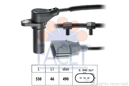 FACET Kurbelwellenpositionssensor 9.0504 für VW, FORD, SEAT, SKODA, AUDI - Hochwertiger Kurbelwellenpositionssensor von FACET, passend für zahlreiche Modelle. Sorgt für präzise Motorsteuerung und zuverlässige Leistung im Fahrzeug.
