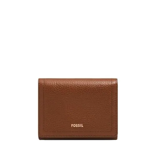 Fossil Women's Logan Tri-Fold Wallet, Brown - Damen-Geldbörsen, stilvolles Leder mit praktischer Trifold-Design und viel Stauraum für Karten und Bargeld