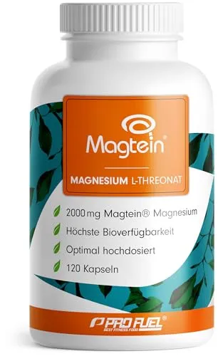 Magnesium Threonate Kapseln 120x - Hochdosiert für das Gehirn - Magnesiumpräparate mit 2000 mg Magtein® pro Tag, unterstützt die Gehirnfunktion und hat eine hohe Bioverfügbarkeit. Ideal für optimale Magnesiumversorgung!