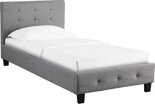 CARO-Möbel Polsterbett OHIO 90x200 cm - Betten, modernes Einzelbett mit grauem Textilbezug und inklusive Roll-Lattenrost für optimalen Schlafkomfort.