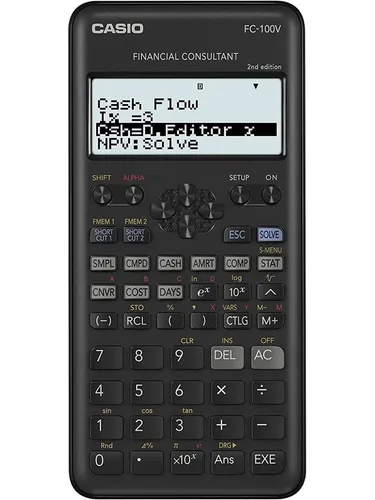 CASIO FC-100V Finanz-Taschenrechner - Schwarz - Taschenrechner für Finanzanwendungen, 10 Stellen + 2 Exponenten, ideal für Studenten und Berufstätige
