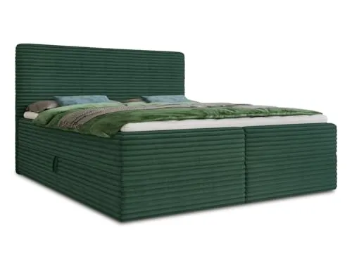 Boxspringbett Mollo mit 2 Bettkästen - Betten mit zwei praktischen Bettkästen für zusätzlichen Stauraum, inklusive komfortabler Bonell-Matratze und hochelastischem Topper für erholsamen Schlaf.