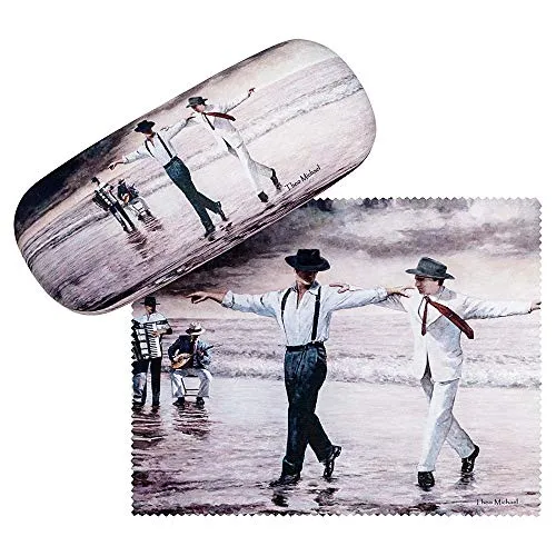 VON LILIENFELD Brillenetui Theo Michael Sirtaki Kunst Motiv Etui Brille Mikrofaser Brillenputztuch Brillenbox Stabiles Hardcase Set mit Stoff bezogen