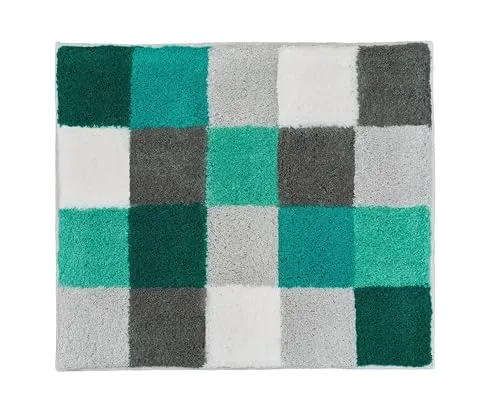 Kleine Wolke Badematte Caro - Badteppich mit modernem Karo-Muster, rutschhemmend und fußbodenheizungsgeeignet, sorgt für Sicherheit und Stil in Ihrem Badezimmer. Waschbar und pflegeleicht.