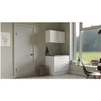 Flex-Well Classic Miniküche Lucca 100 cm - Weiß matt - Single-Küchen mit flexiblem Aufbau, ideal für kleine Wohnungen oder Büros. Hochwertige Materialien und viel Stauraum machen diese Miniküche zum praktischen Raumwunder.