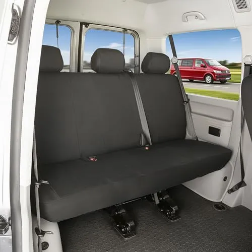 WALSER Autositzbezug Transporter VW T5 - 5-tlg. Set - Hochwertige Autositzbezüge für VW T5, passgenau für die 3er Bank mit Kopfstützen, strapazierfähig und leicht zu reinigen – optimaler Schutz für Ihre Sitze!