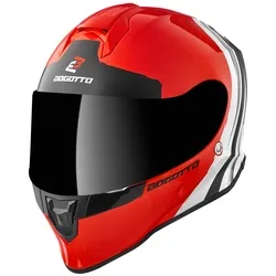 Bogotto V151 Wild-Ride Helm XL, schwarz-weiss-rot - Motorradhelm mit thermoplastischer Schale und kratzfestem Visier, ideal für Sicherheit und Komfort beim Fahren.