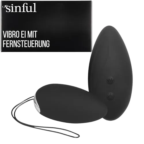Sinful Vibro Ei mit Fernsteuerung - Vibrator Ei und Klitoris Vibrator Mit 10 Vibrationsmodi - Klitoris und G-punkt Sexspielzeug - Schwartz Egg für Frauen und Paare