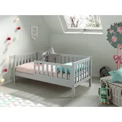 Juniorbett 70 x 140 cm mit Sprossen-Schutz - Betten für Kinder, ideal für selbstständige Kleinkinder mit schützendem Rausfallschutz aus senkrechten Sprossen für sichere Nächte und gemütliche Träume.