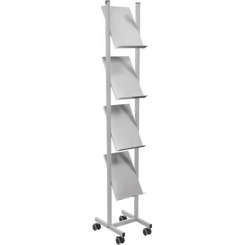 Helit Prospekthalter H68133 - Prospektregal mit Rollen für 4 x A4 - Büromöbel: Praktisches Prospektregal mit 4 A4-Fächern, aus stabilem Metall, mobil durch Rollen und ideal für eine flexible Präsentation von Informationen.