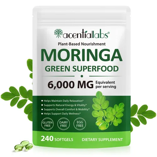 Moringa Blattpulver Softgels Kapseln  6000mg Hochdosiert Vegan Glutenfrei 240 Kapseln