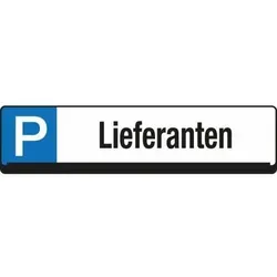 Eichner Parkplatz-Reservierungsschild für Lieferanten - Parkplatzschild mit Universalhalterung, UV-Schutzlack und idealer Größe von 520 x 110 mm, perfekt zur reservierten Kennzeichnung für Lieferanten.