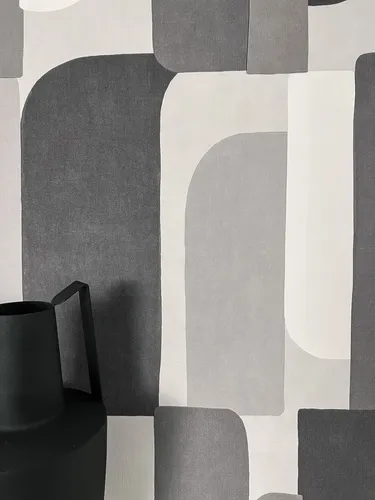 Newroom Vliestapete, Grau Tapete Modern Grafik - Mustertapete Abstrakt Dunkelgrau Hellgrau 3D Optik Grafisch Muster Formen für Wohnzimmer Schlafzimmer Küche, Maxius Grey
