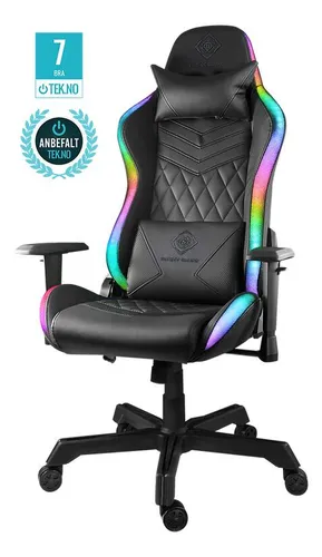 Deltaco GAM-080 Gamingstuhl - Ergonomischer Kunstleder Gaming Stuhl mit RGB LED, inspiriert von Rennwagensitzen für ultimativen Komfort