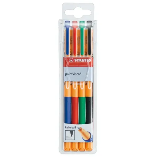 STABILO pointVisco Gelschreiber orange 0,5 mm, Schreibfarbe: farbsortiert, 4 St.