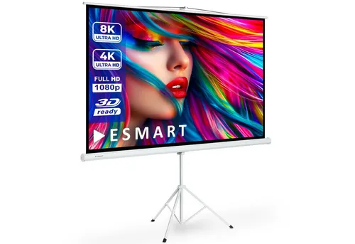 ESMART ESMART Germany Stativ Leinwand 160 cm - Beamer-Leinwände, professionelle Stativleinwand in 16:9 Format für brillante Projektionen, ideal für Präsentationen und Home Cinema.
