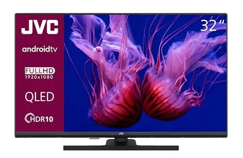 JVC QLED TV 32 Zoll – Full HD Android Smart TV mit HDR - Fernseher mit 32 Zoll Bildschirmdiagonale, bietet lebendige Bilder durch QLED und HDR. Genießen Sie grenzenlose Unterhaltung mit Android und Google Assistant für einfache Steuerung.