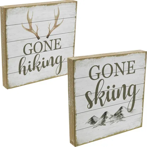 Vintage Wanddeko Holz Schilder mit Sprüchen 20x20cm Set - Set mit zwei dekorativen Holzschildern im Shabby Chic Stil, ideal für eine stilvolle Winterdekoration. Perfekt für die individuelle Gestaltung Ihres Wohnraums.