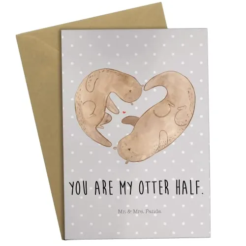 Mr. & Mrs. Panda Klappkarte Otter Herz - Geschenk, weihnachtskarten, babykarte, vatertagskarte, Hochzeitstag, hochzeitskarten, Seeotter, einladungskarten, Grußkarten, Jahrestag