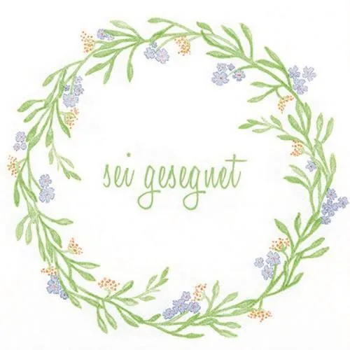 Servietten Mia Sei gesegnet im Kranz Spruch Kommunion Taufe Hochzeit 33x33cm 20