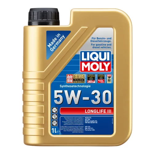 LIQUI MOLY 5W-30 Motoröl Longlife III 5 Liter - Vollsynthetisches Motoröl für optimale Leistung und Schutz, ideal für moderne Fahrzeuge mit hohen Anforderungen, 5 Liter für langanhaltenden Einsatz.