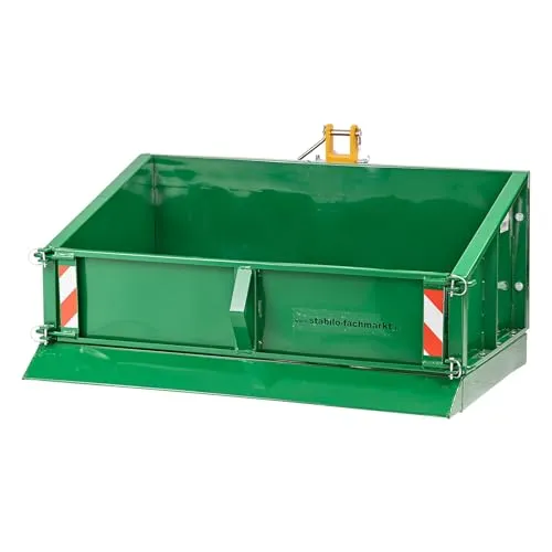 Traktor Hydraulik Heckcontainer 400 kg - grün - Baumaschinen mit hydraulischem Kippen in beide Richtungen, ideal für effizientes Arbeiten mit bis zu 400 kg Nutzlast und werkzeuglos abnehmbarer vorderer Bordwand.