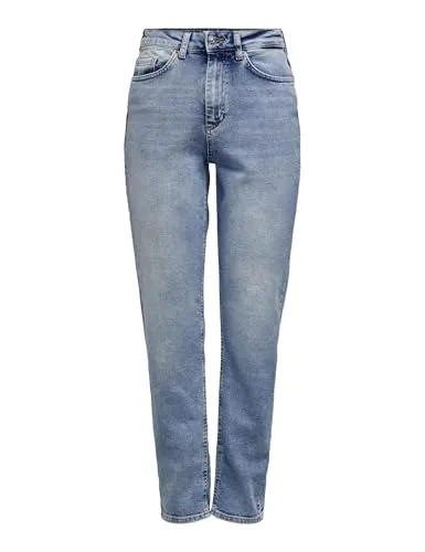ONLY Onlveneda Mom Jeans DNM Rea7452 Noos - Damen-Jeanshosen mit mittlerer Taille und anliegenden Bündchen, aus 98% Baumwolle für hohen Tragekomfort und lässigen Look.